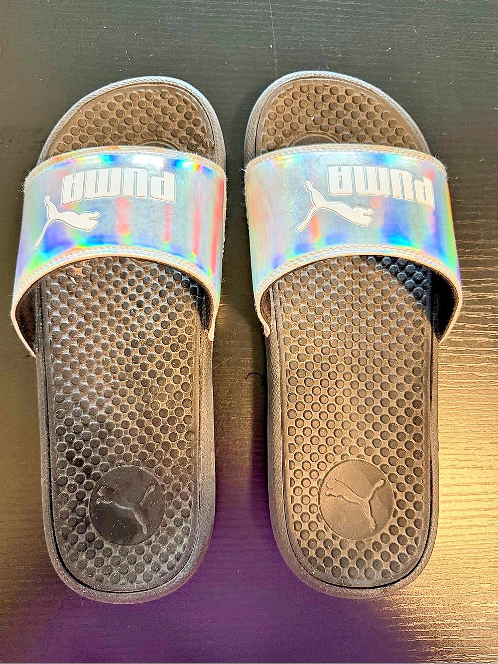 PUMA Cool Cat Slide Sandals Black & Silver US 10